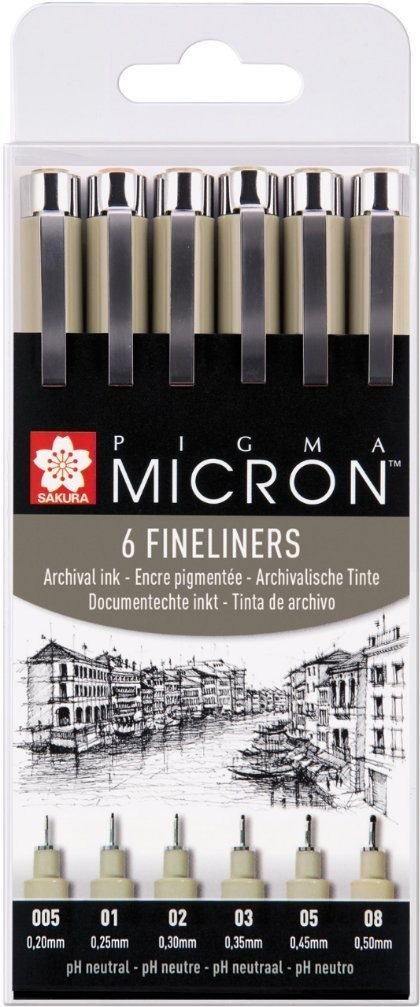 Sakura Pigma Micron 6er Fineliner-Set black