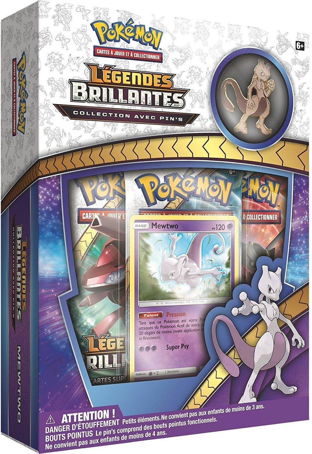 Asmodée Pokémon Coffret Pin's Soleil & Lune Légendes brillantes Mewtwo SL3.5 (français)