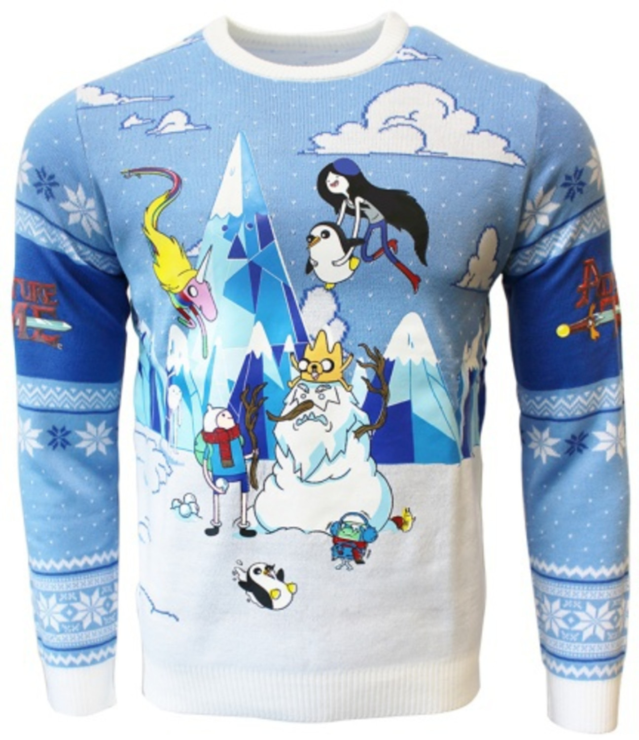 Numskull Adventure Time: Festive Winter Xmas Pullover white/blue
