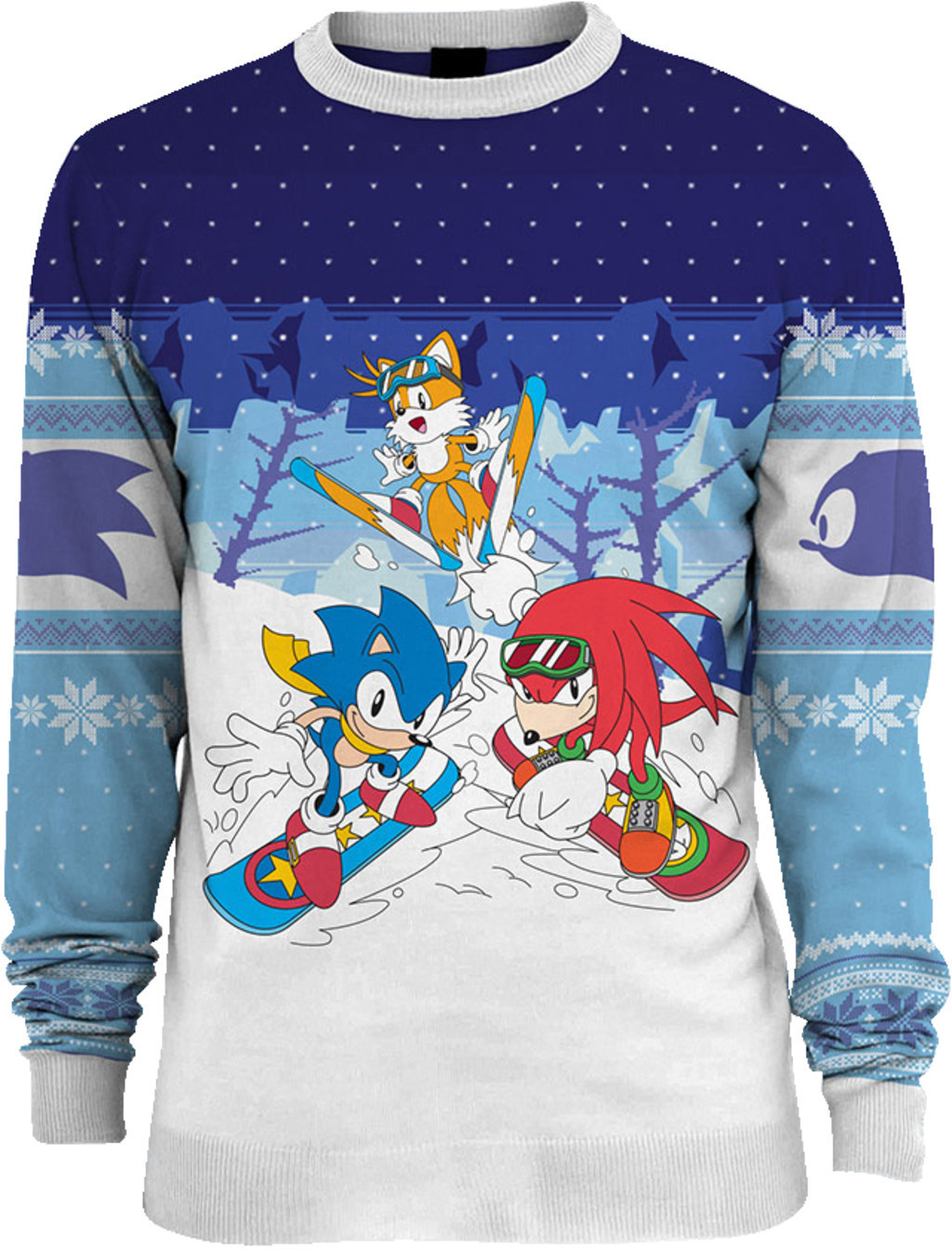 Numskull Sonic the Hedgehog Skiing Xmas Pullover white / blue