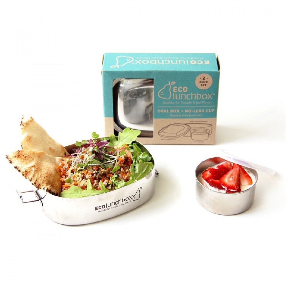 ECOlunchbox Oval Box + No-Leak Cup Set (2 pcs)