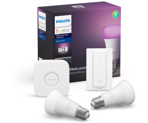 pont et interrupteur avec variateur inclus Philips Hue Kit de démarrage White and Color Ambiance 3 x E27 9.5 W - Compatible avec Alexa & Play Pack White & Color Ambiance X2 6,6 W Noir 