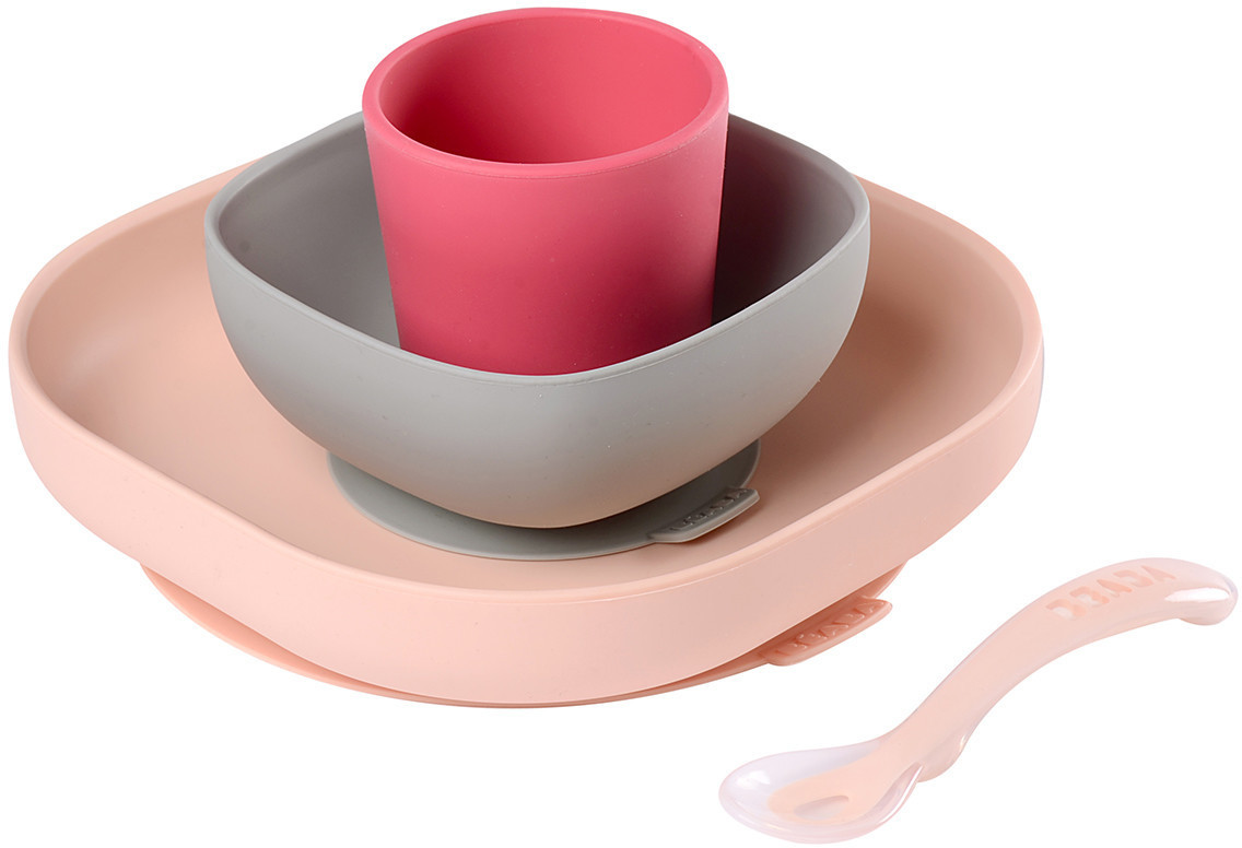 Béaba Set Vaisselle silicone 4 pcs rose
