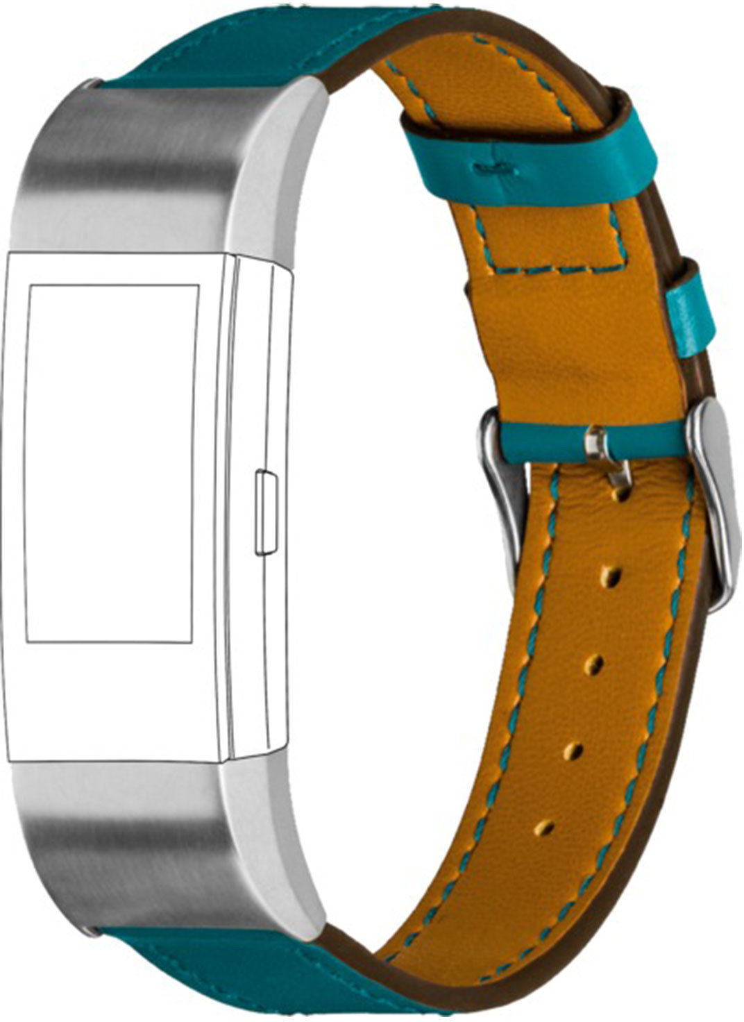topp Fitbit Charge 2 Leather Strap Navyblue