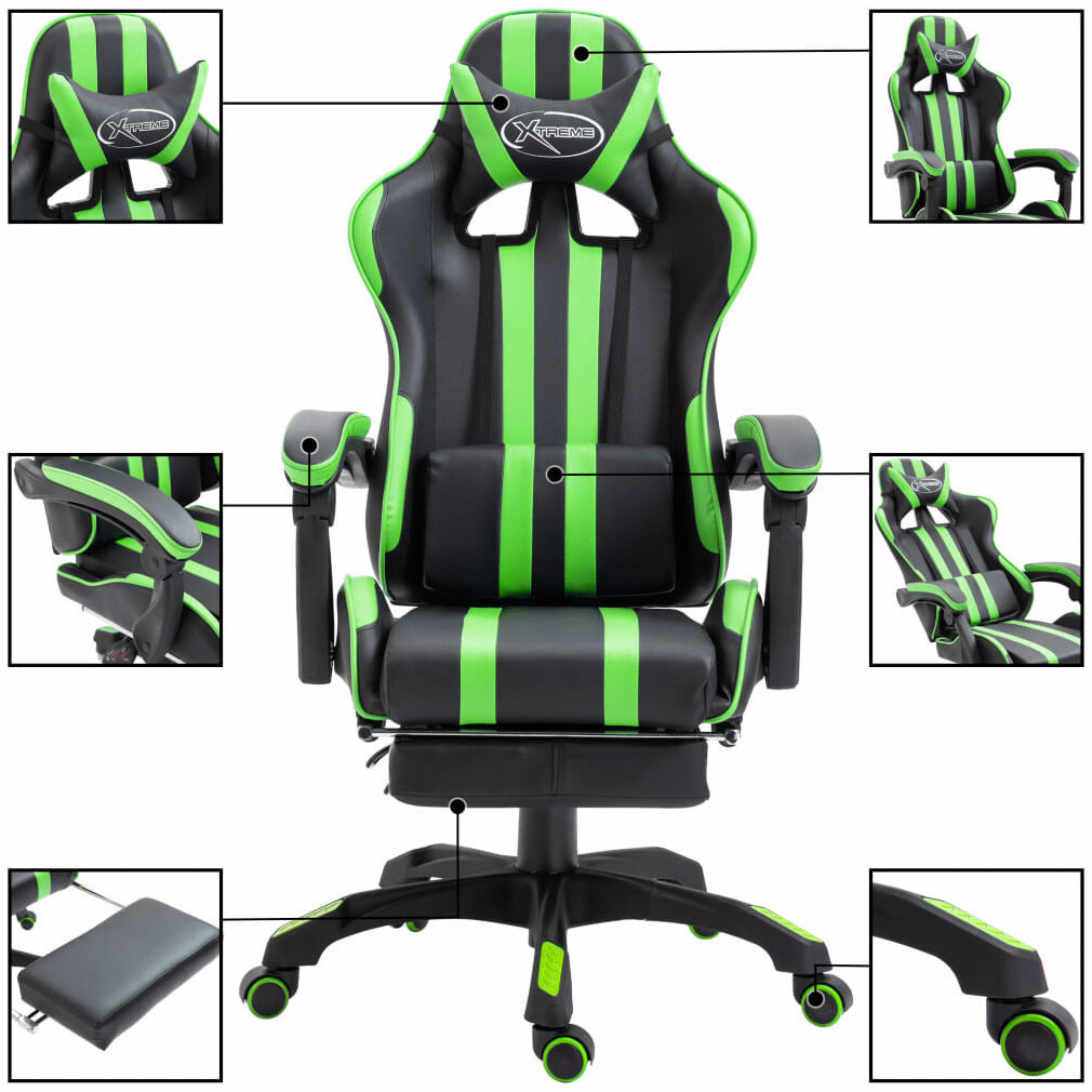 vidaXL Gaming Chair PU with Footrest Green (20219) ab 170,99