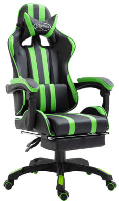 VidaXL Gaming Chair PU with Footrest Green (20219)