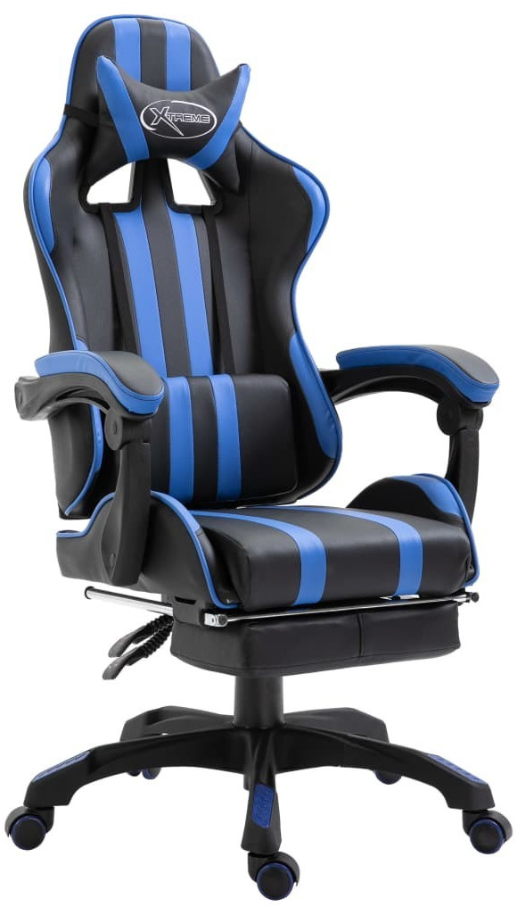VidaXL Gaming Chair PU with Footrest Blue (20216)