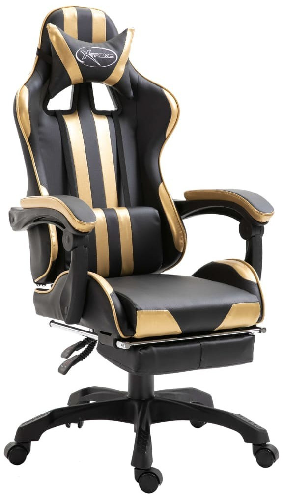 VidaXL Gaming Chair PU with Footrest Gold (20218)
