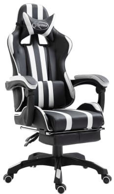 VidaXL Gaming Chair PU with Footrest White (20221)