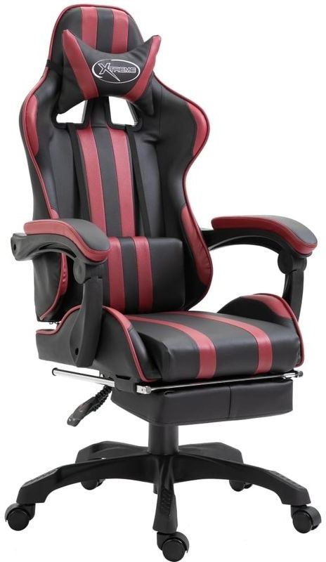 VidaXL Gaming Chair PU with Footrest Wine Red (20223)