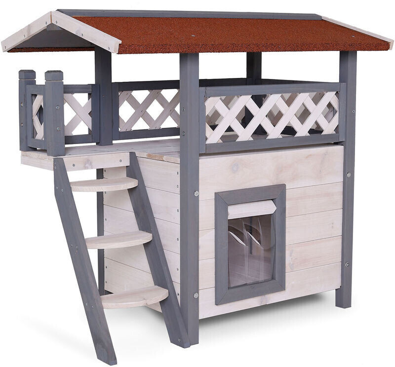 Dibea Cat House Lodge 77x50x73cm Grey White