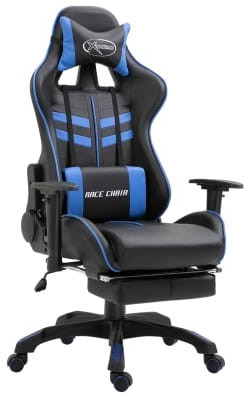VidaXL Gaming Chair PU with Footrest Blue (20200)