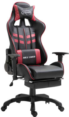 VidaXL Gaming Chair PU with Footrest Wine Red (20207)