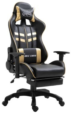 VidaXL Gaming Chair PU with Footrest Gold (20202)