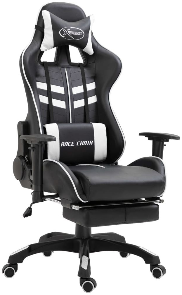 VidaXL Gaming Chair PU with Footrest White (20205)