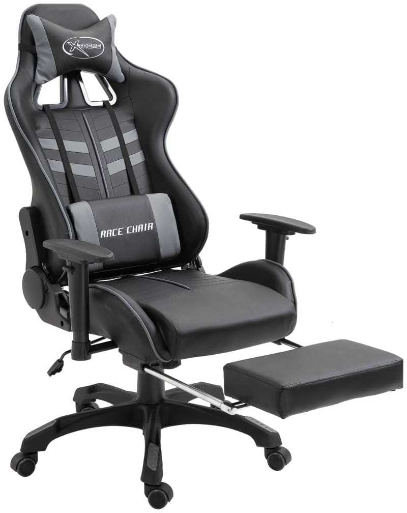 VidaXL Gaming Chair PU with Footrest Gray (20204)