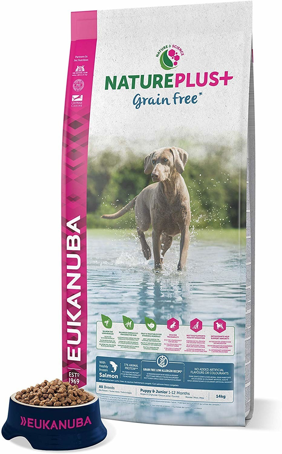 Eukanuba Chiots NaturePlus+ sans céréales saumon (14 kg)