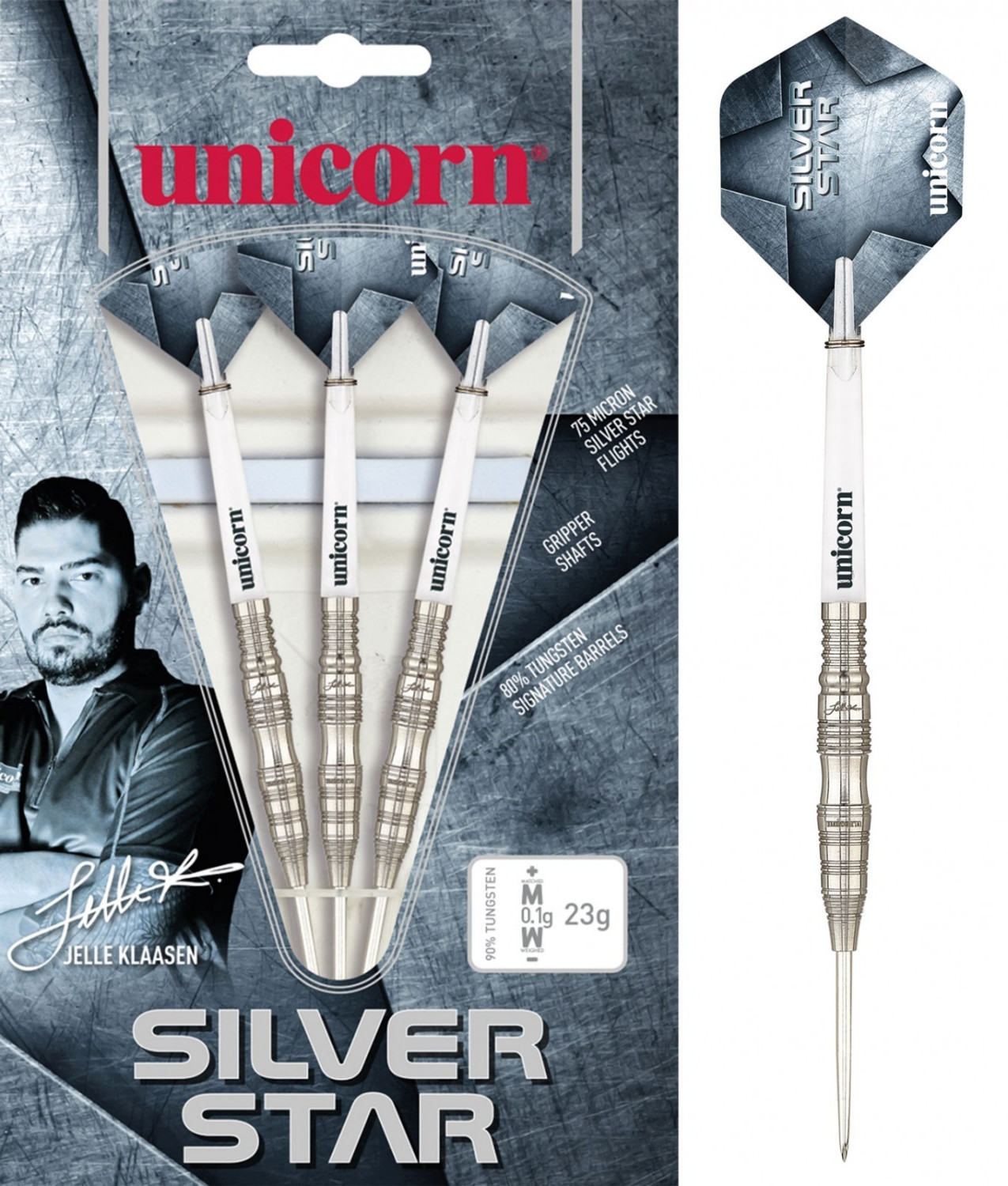 Unicorn Darts World Champion Jelle Klaasen Silver Star Steel Darts 21g