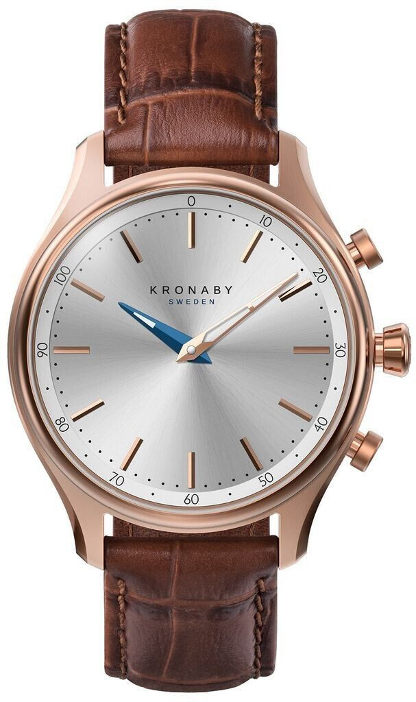 Kronaby Sekel 38 mm or rose bracelet cuir marron foncé