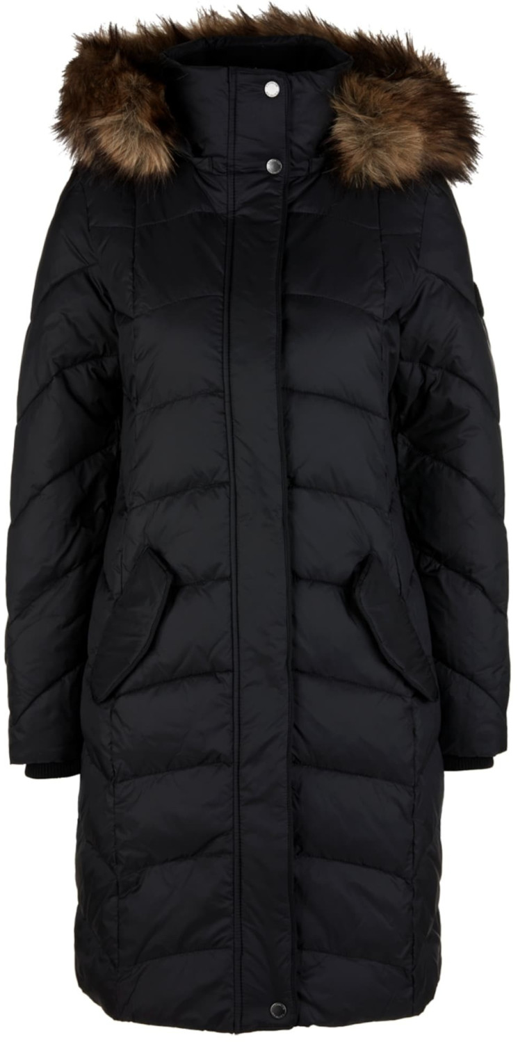 S.Oliver Shiny quilted coat with faux fur black (05.910.52.7662)