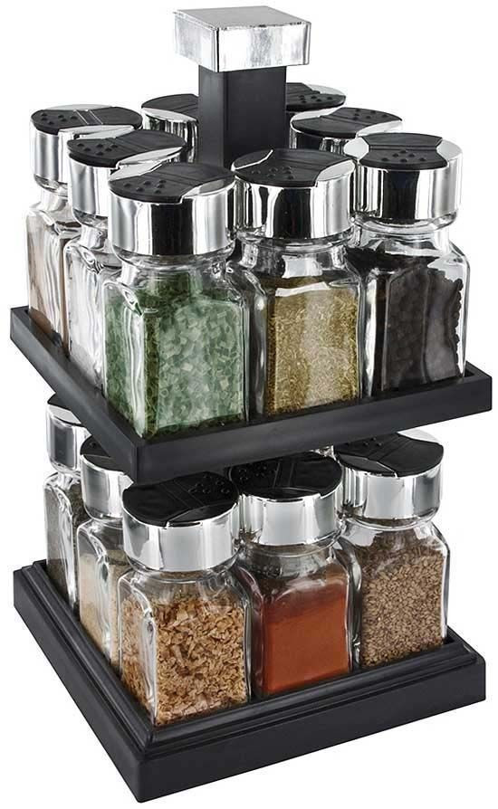 Saveur & Dégustation Carrousel noir à épices tournant 16 pots de 10 cl