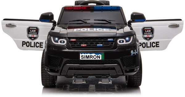 Kinderauto elektrisch Polizei Doppelsitzer 12V in schwarz Polizeiauto mit  Sirene 4x4 Allrad Jeep