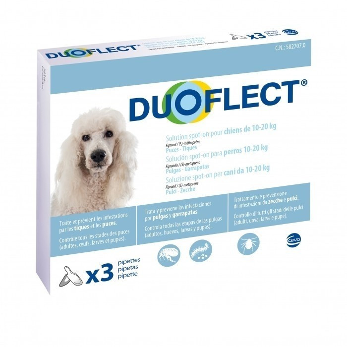 Ceva Duoflect Solution spot-on pour chiens 10-20 kg 3 pipettes