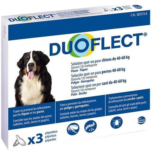 Ceva Duoflect Solution spot-on pour chiens 40-60 kg 6 pipettes