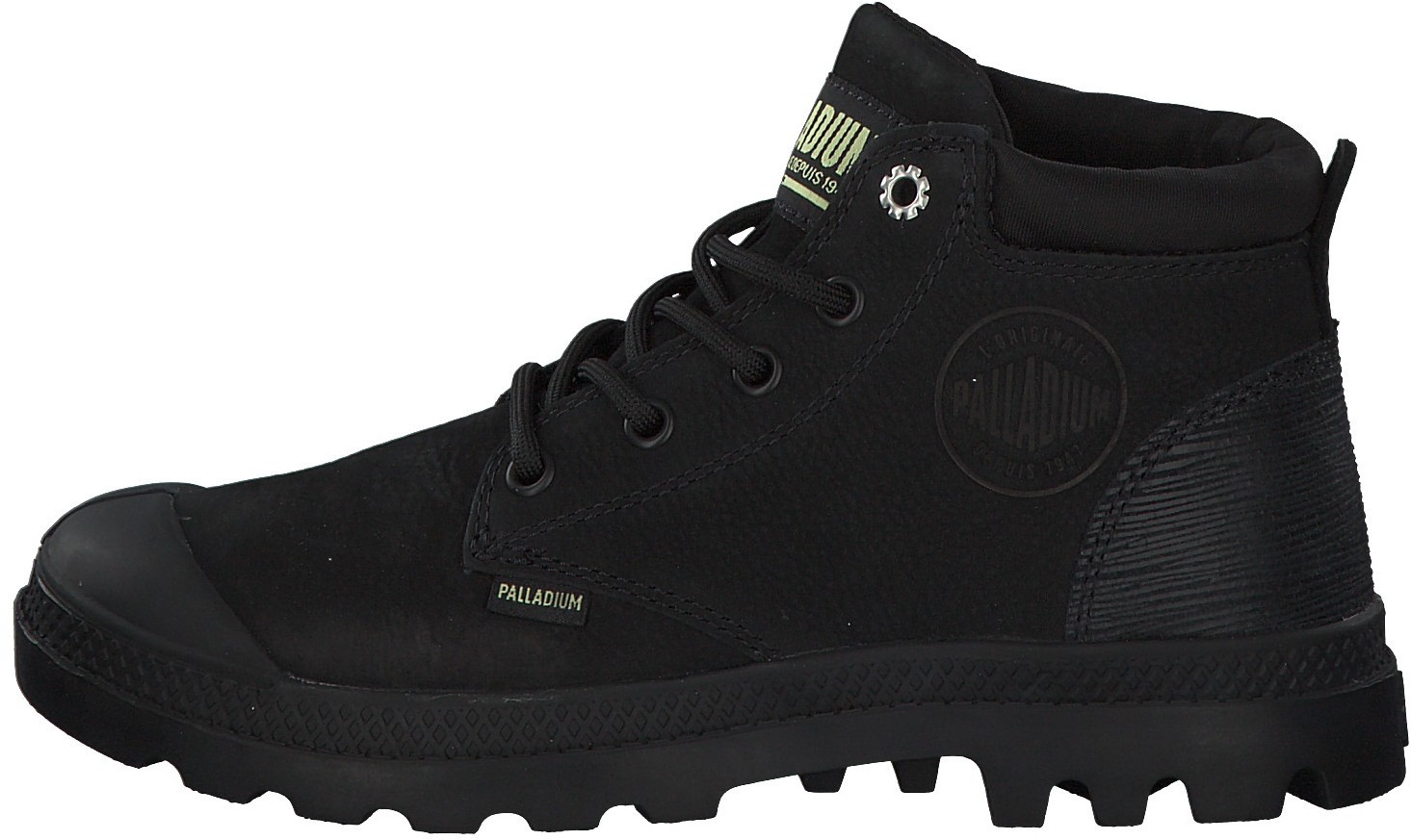 Palladium Womens Pampa Lo Cuff Leather black/green sheen