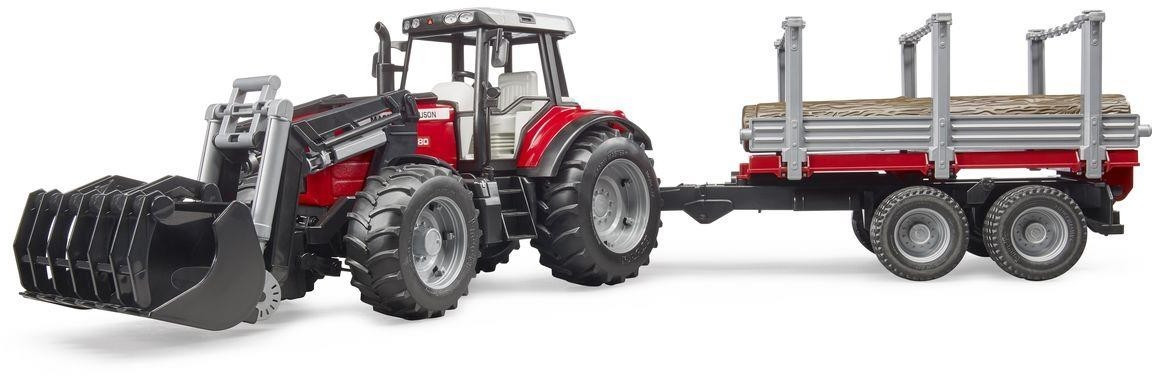 Bruder Massey Ferguson avec chargeur frontal et remorque à bois 1:16 (02046)