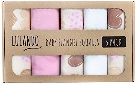Lulando Baby Flannel Squares 5 Pack (70x80cm) White Pink