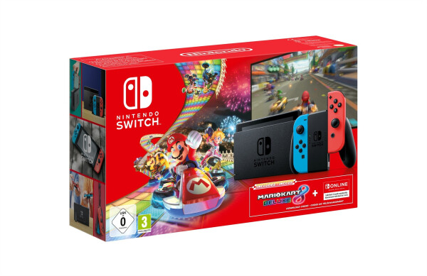 Nintendo Switch neon-rot/neon-blau (neue Edition) + Mario Kart 8: Deluxe