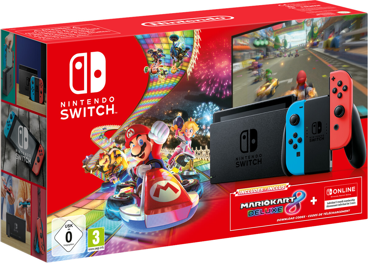 Nintendo Switch Joy-con Neon Blue/red + Mario Kart 8 Deluxe + 3 Month  Online Bundle : Target