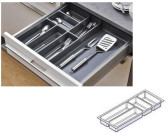 HxBxT 4x25x33 cm Kunststoff f/ür K/üchenbesteck Schubladeneinsatz mit 5 F/ächern grau Relaxdays Besteckkasten 2er Set