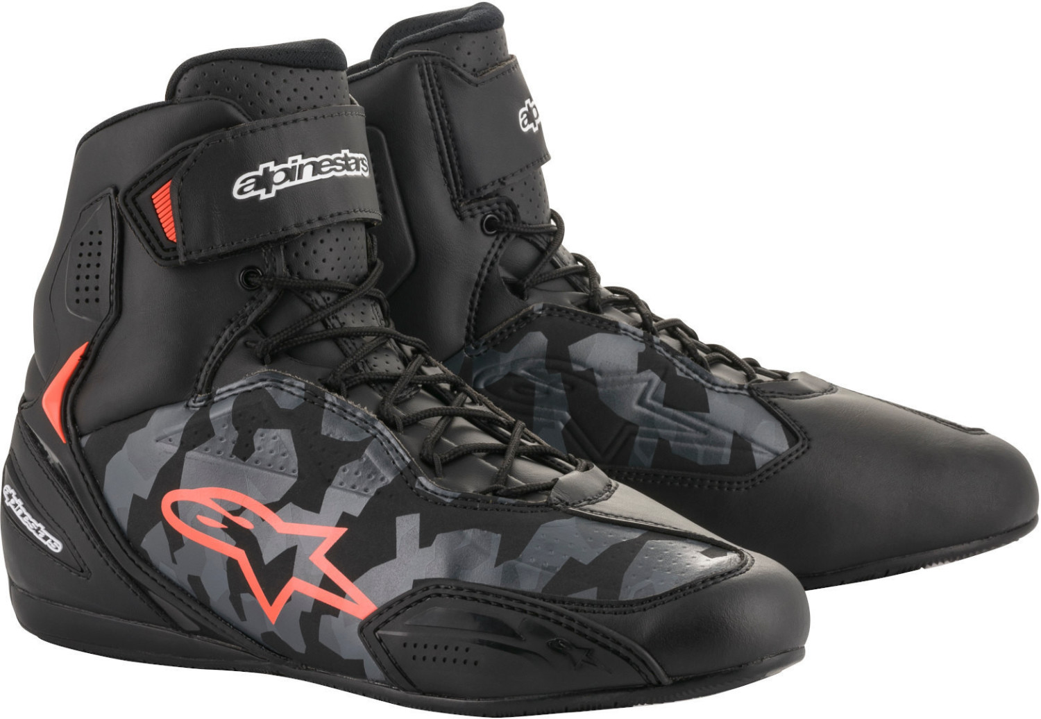 Alpinestars Bottes Faster 3 noir/gris camouflage/rouge fluo