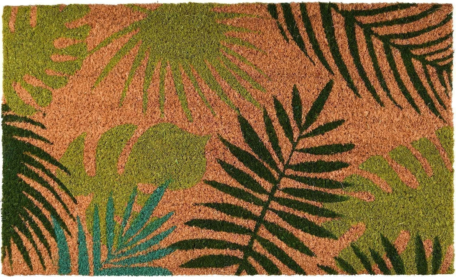 Esschert Paillasson coco feuilles tropicales
