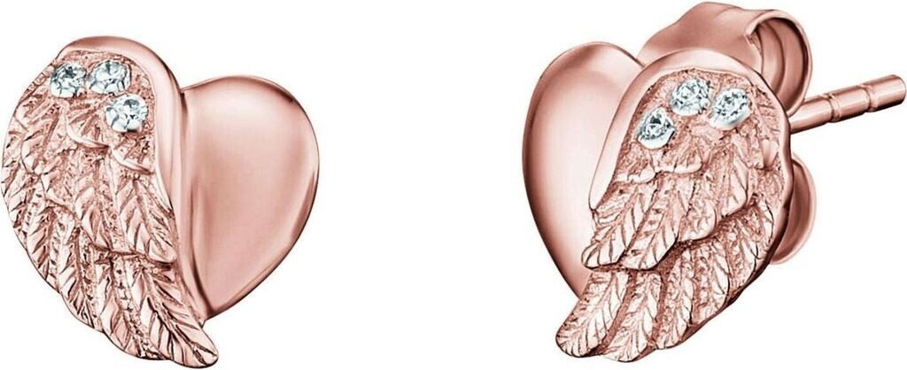 Orecchini A Cuore Con Ali Engelsrufer - Bicolore Argento E Rosa - Zirconi Bianchi - 9mm - Senza Nichel - 3