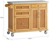 Servierwagen FKW13-WN Küchenschrank SoBuy® Küchenwagen aus MDF mit Bambus Top 