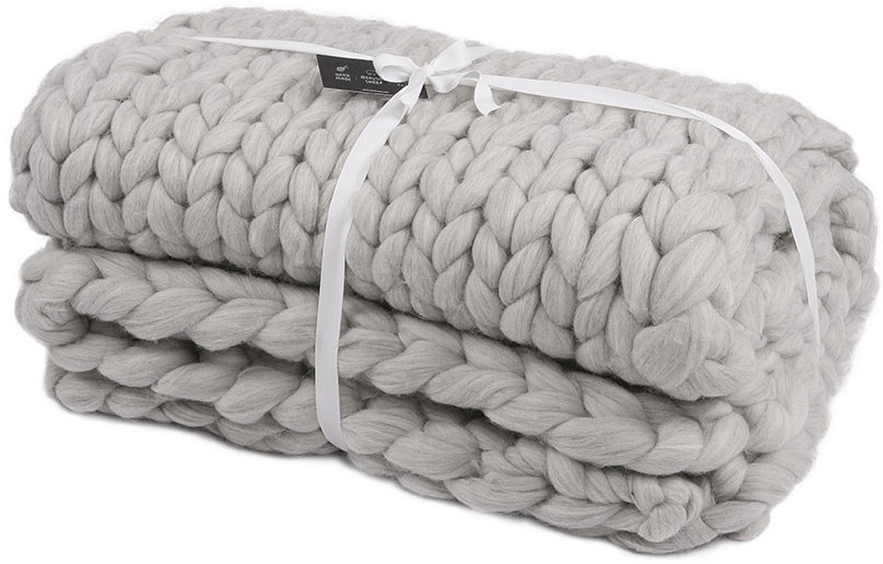 OZINHOME Chunky XXL Knit Blanket 100x120cm Grey