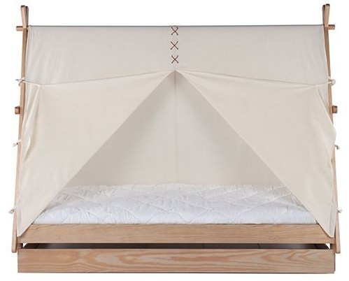 Miliboo Lit enfant tipi avec rangement bois et coton naturel APACHE