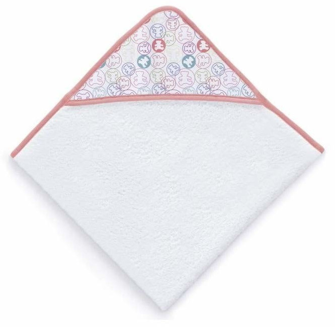 Lulu Castagnette Sortie de bain brodée 100 x 100 cm rose