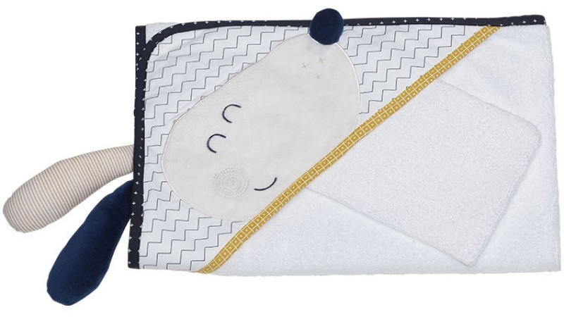 Sauthon Cape de bain + gant Hello