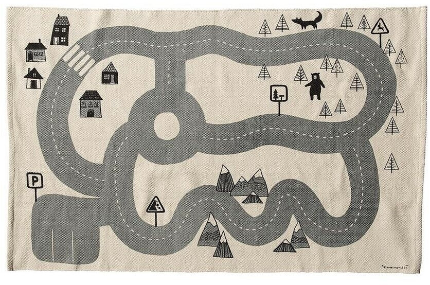 Bloomingville Tapis circuit gris/blanc cassé