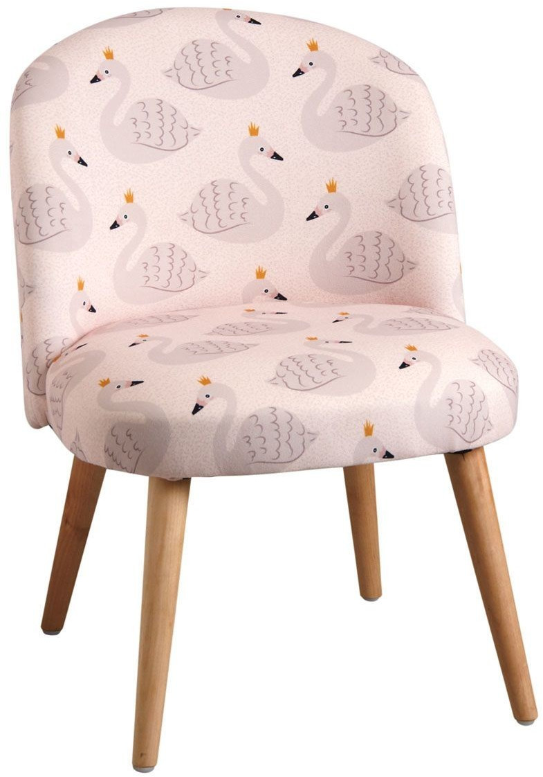 Aubry Gaspard Chaise enfant en coton et bois cygne rose