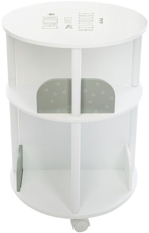 Atmosphera Bibliothèque enfant ronde à roulettes blanc & gris