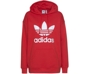 adidas trefoil hoodie women's red