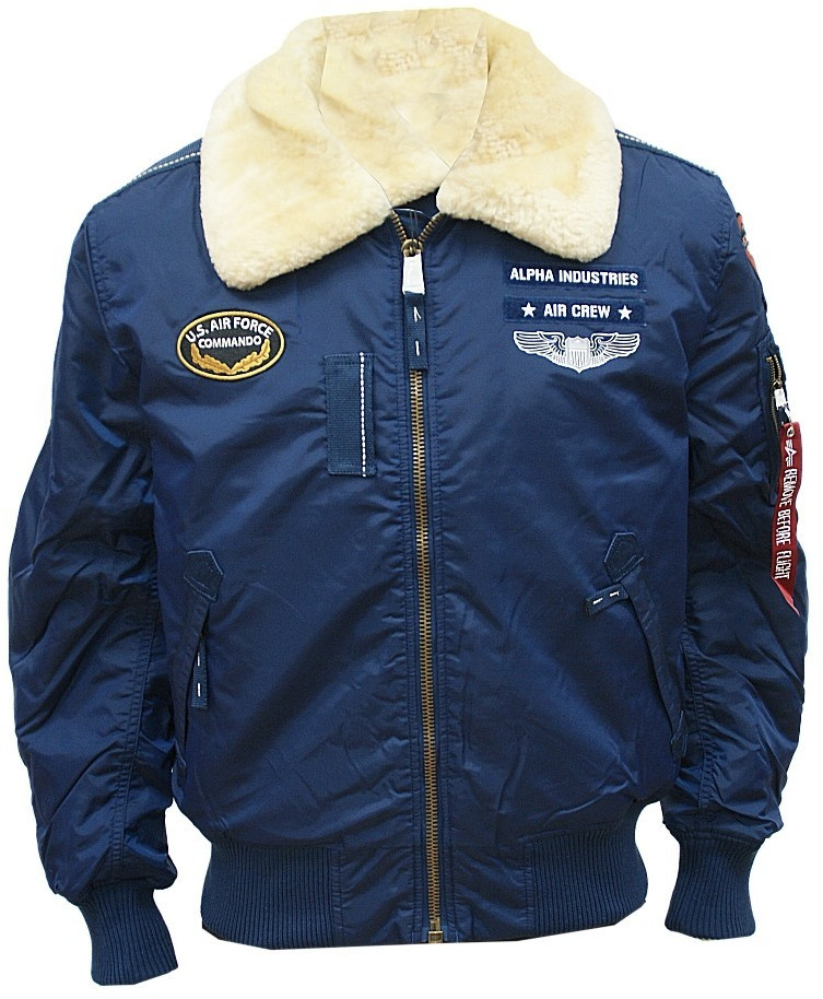 Blouson Bomber Alpha Industries Injector III - Nylon, Col Fourrure Mouton, Slim Fit Homme