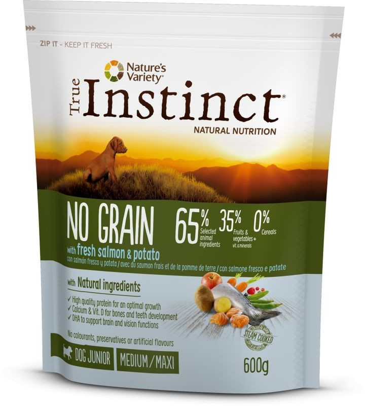 True Instinct No Grain saumon frais et pomme de terre Medium/Maxi Junior (600 g)
