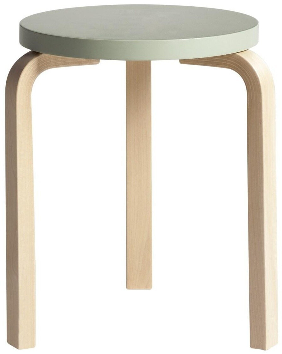 artek Stool 60 Seat Green Legs Birch Nature