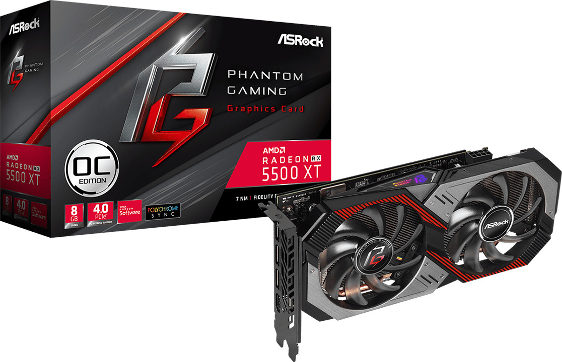 ASRock Radeon RX 5500 XT Phantom Gaming D OC 8GB GDDR6